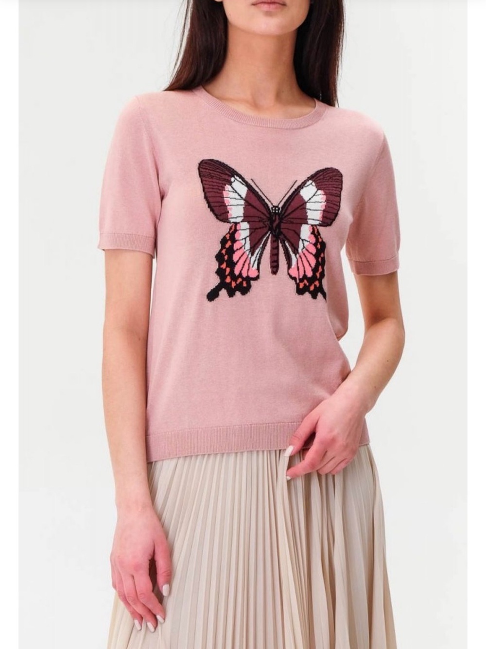Weekend Max Mara Padana Short Sleeve Sweater knot butterfly S